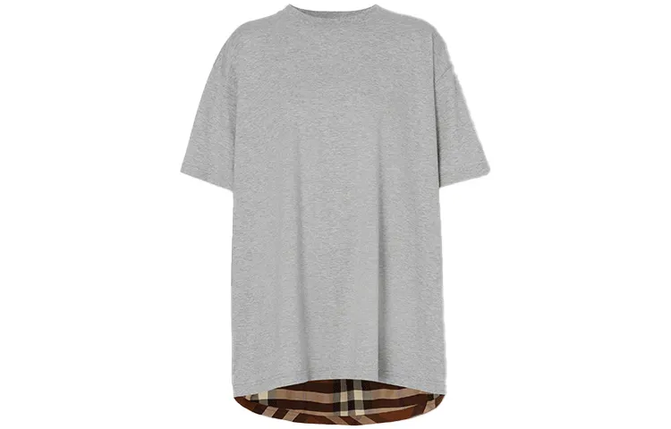 Burberry Women'ss Check Panel T Shirt Grey