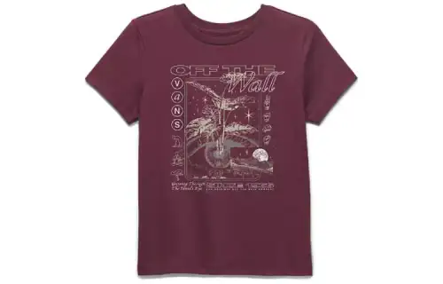 Vans Mind Eyes T Shirts Women's Burgundy Crew Neck Moderate Straight Fit