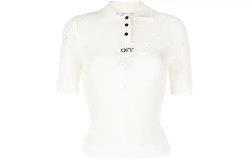 OFF-WHITE Logo-intarsia Open-knit Top