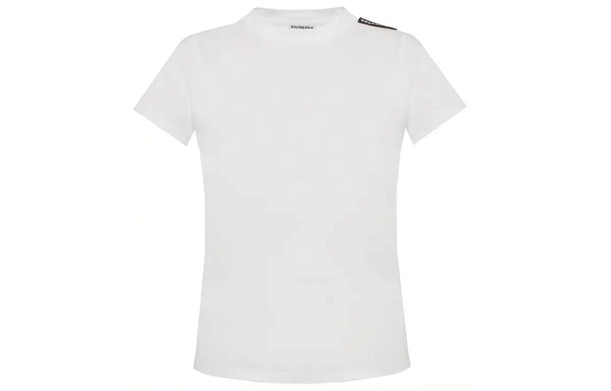 Balenciaga T-Shirts Women's White Crew Neck Moderate Nipped-in Waist