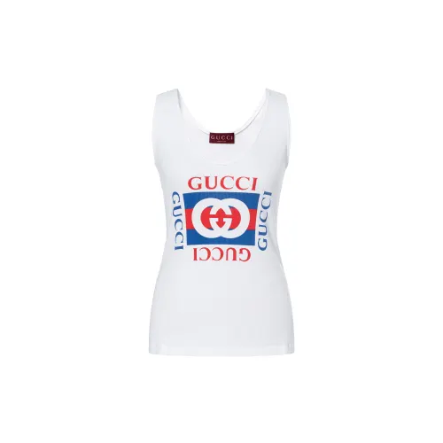 GUCCI Rib Cotton GUCCI Print Tank Top White