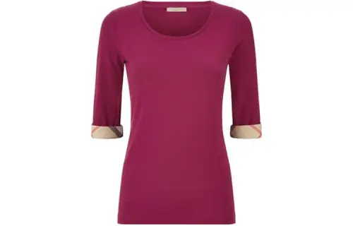 Burberry T Shirts Women's Pink Crew Neck Moderate