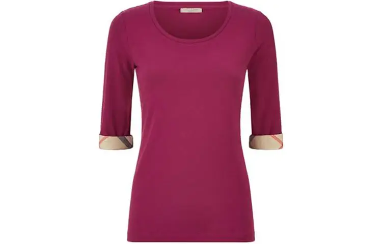 Burberry T Shirts Women's Pink Crew Neck Moderate
