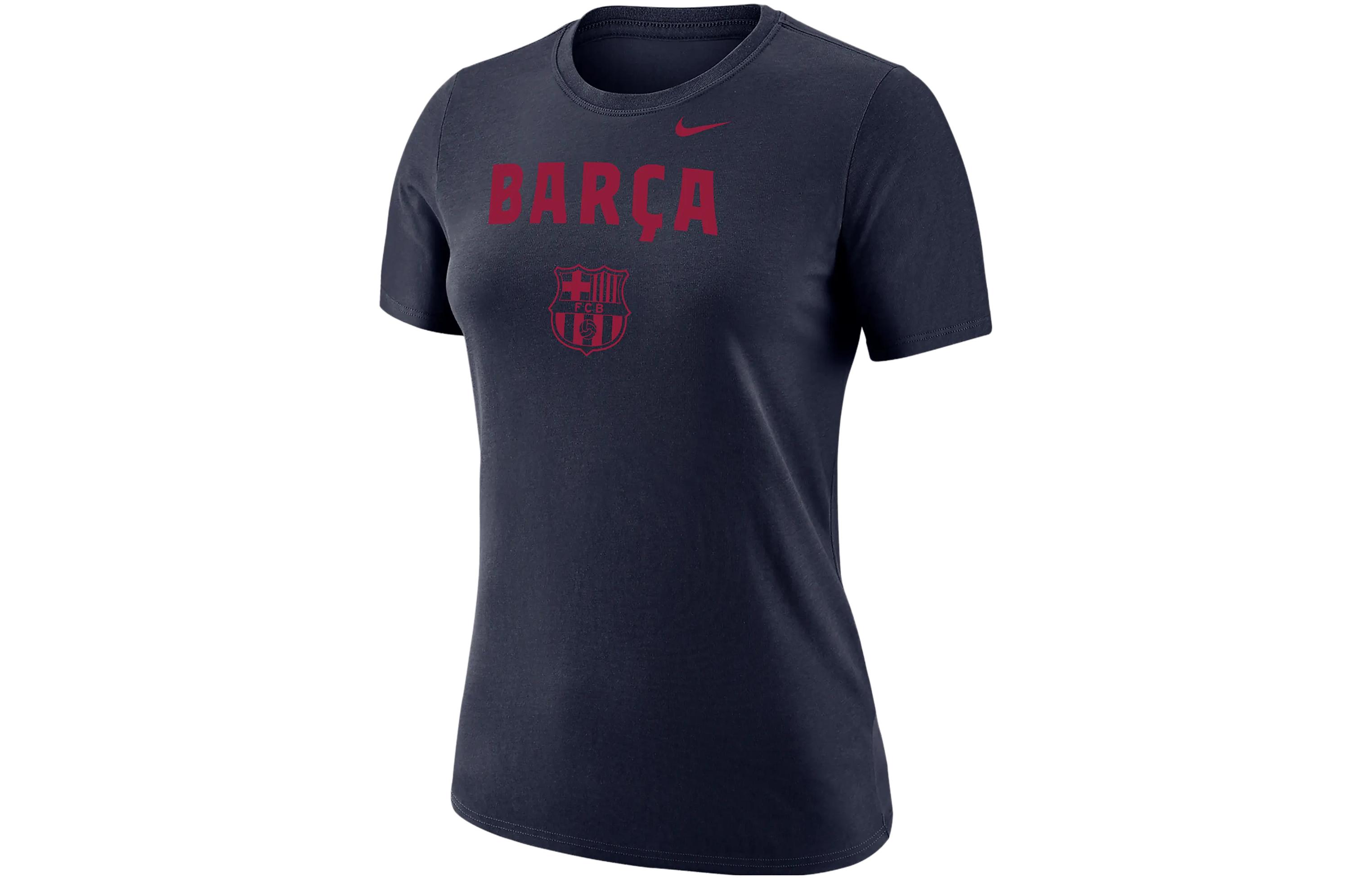 Nike T Shirts Women's Marine Blue Crew Neck Moderate Straight Fit