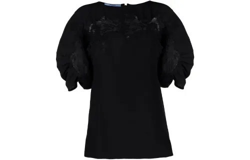 Prada lace-panel silk blouse