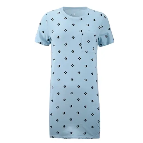 Converse T Shirts Women's Blue Crew Neck Moderate