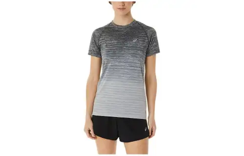 ASICS T Shirts Women's Gray Crew Neck Moderate Straight Fit