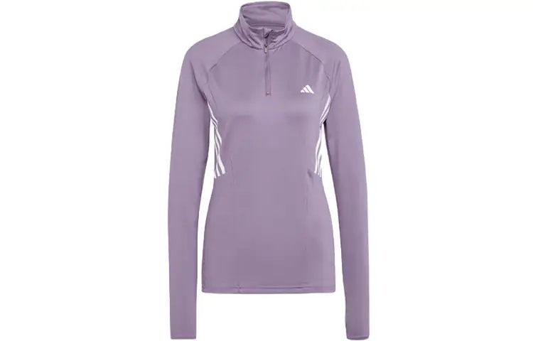 Adidas Originals AE T Shirts Women's Dark Gray Violet Stand Collar Moderate Straight Fit