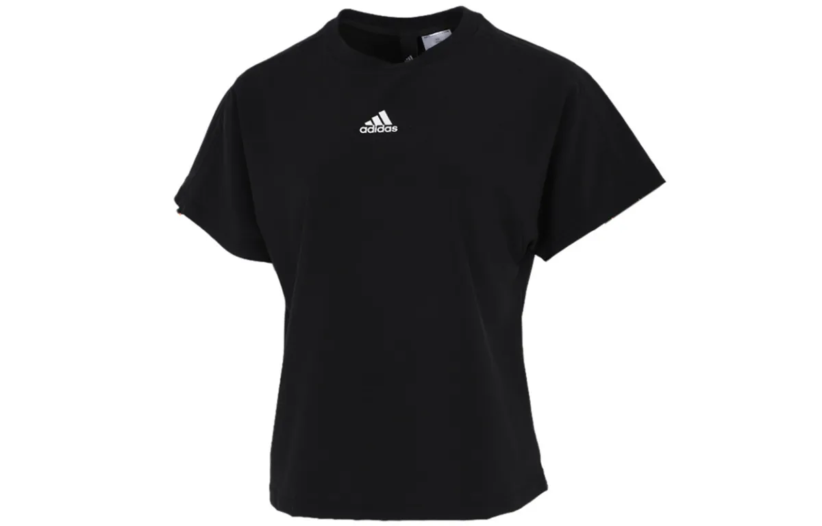 Adidas T-Shirts Women's Black Crew Neck Moderate Straight Fit