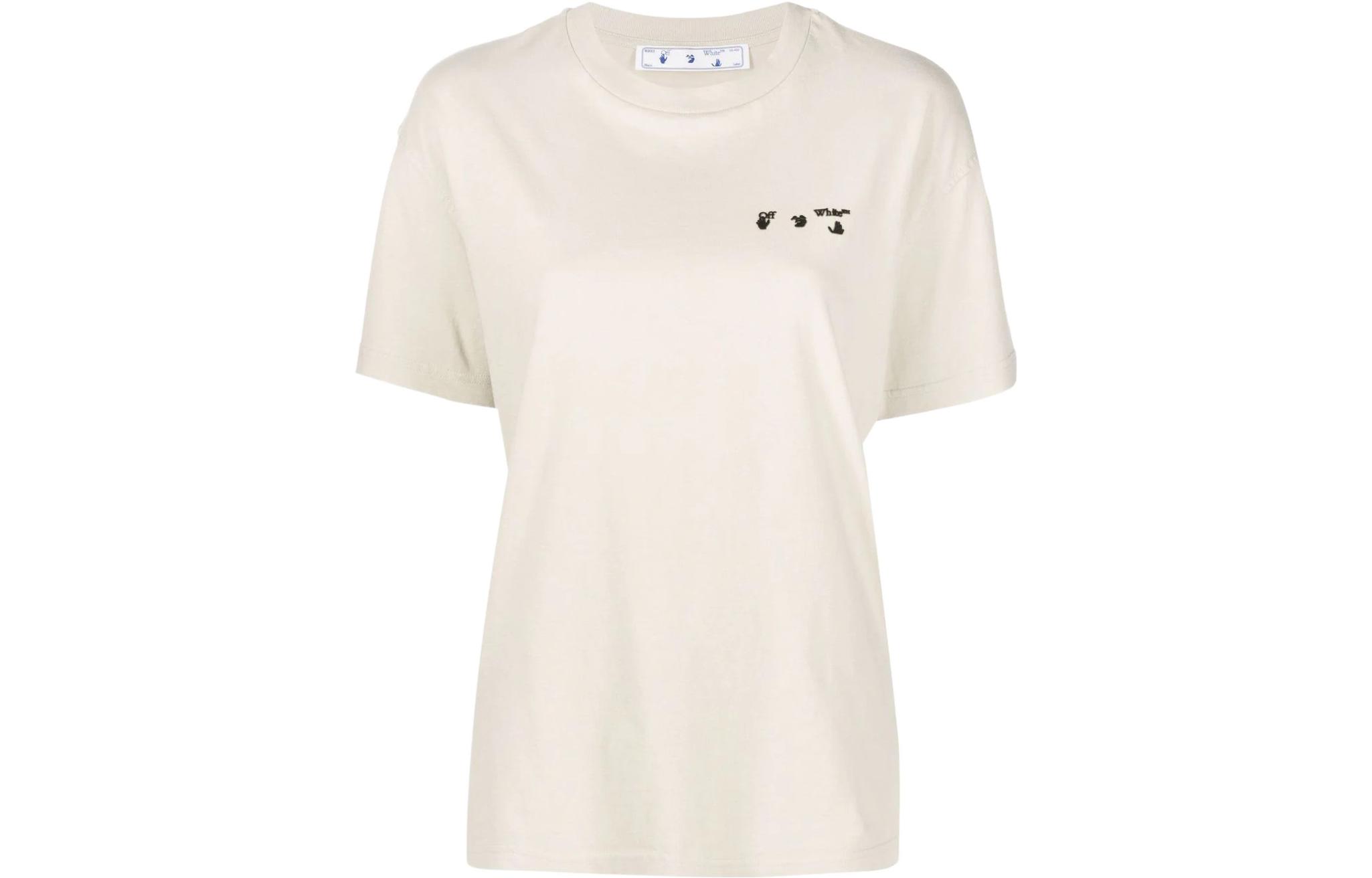 OFF WHITE SS22 T Shirts Women's Beige Crew Neck Moderate Straight Fit