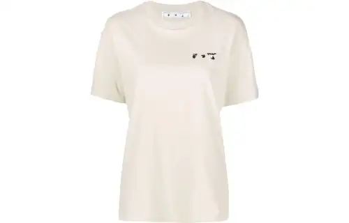 OFF WHITE SS22 T Shirts Women's Beige Crew Neck Moderate Straight Fit