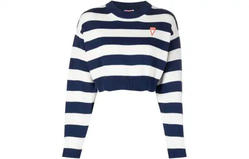 KENZO Logo Patch Crewneck Striped Cropped Jumper