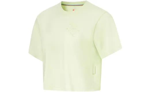 Li Ning Crop Tops Women's Light Fruit Green Crew Neck Moderate
