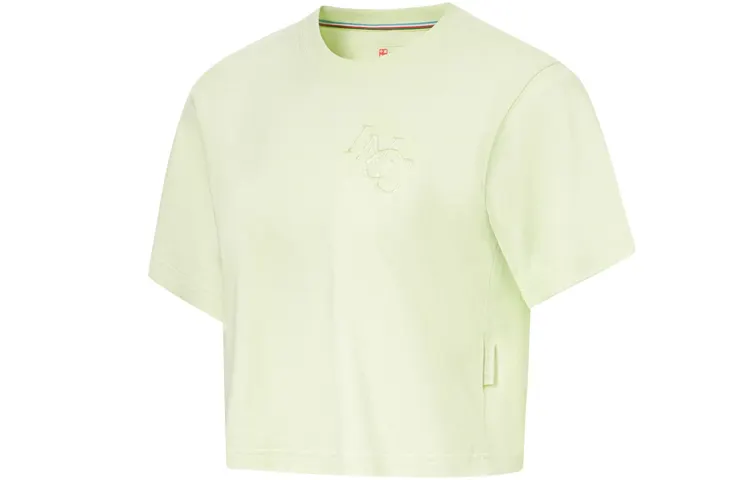Li Ning Crop Tops Women's Light Fruit Green Crew Neck Moderate