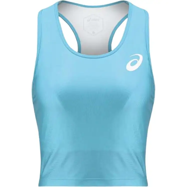 ASICS Tank Tops Women's Blue U Neck Moderate Racerback