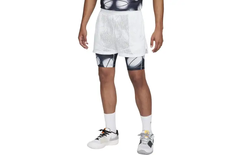 Nike Dri Fit 2 in 1 4 Basketball Shorts Sports Shorts Men's White