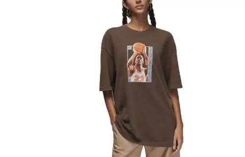 Jordan OVERSIZED Drop Shoulder Sleeve T Shirt Women's Brown