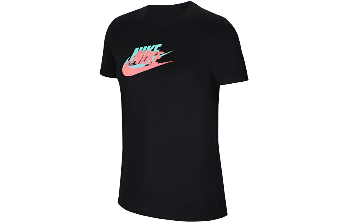 Nike T-Shirts Women's Black Crew Neck Moderate Straight Fit