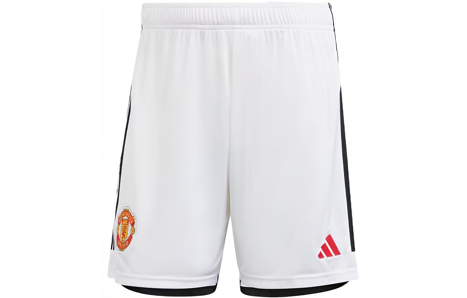 Adidas Manchester United Manchester United 23/24 Home Shorts Three Stripes Color Block Elastic Waist Straight Leg Football Pants Men's