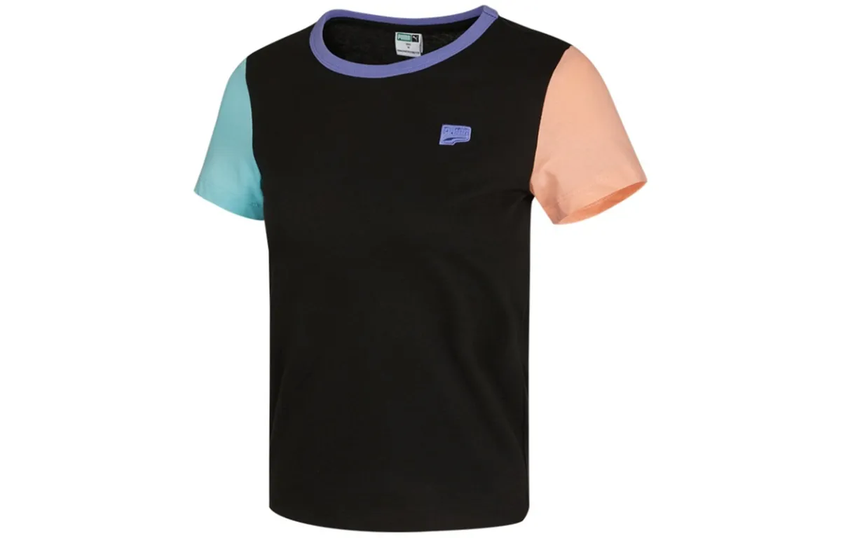 PUMA T-Shirts Women's Black Crew Neck Moderate Straight Fit