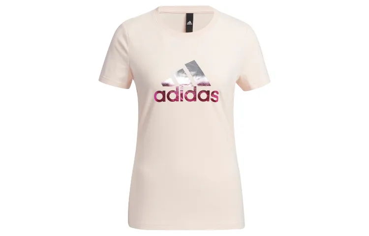 Adidas Set in Sleeve T Shirt Women's Pink Tin