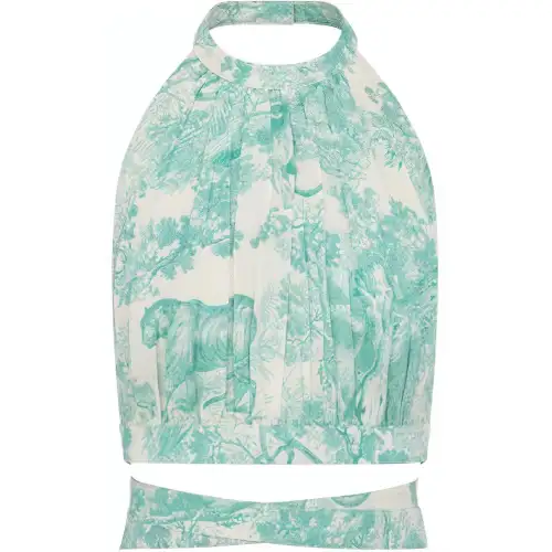 DIOR Tank Tops Women's Green Moderate Halter Neck