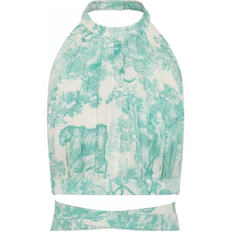 DIOR Tank Tops Women's Green Moderate Halter Neck