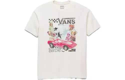 Vans X Barbie T Shirts Women's Ecru Crew Neck Moderate Other