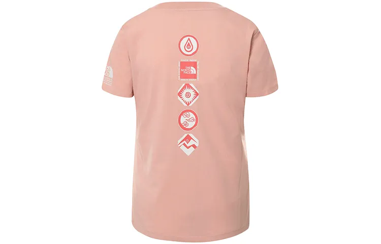THE NORTH FACE T-Shirts Women's Pink Crew Neck Moderate Straight Fit