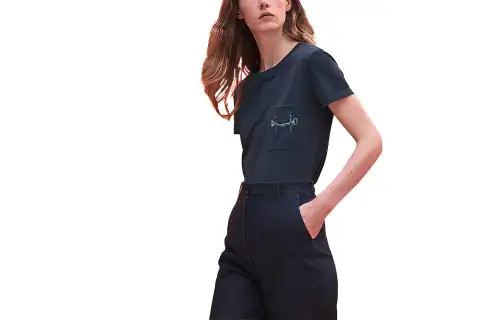 HERMES T Shirt Women's Denim Blue