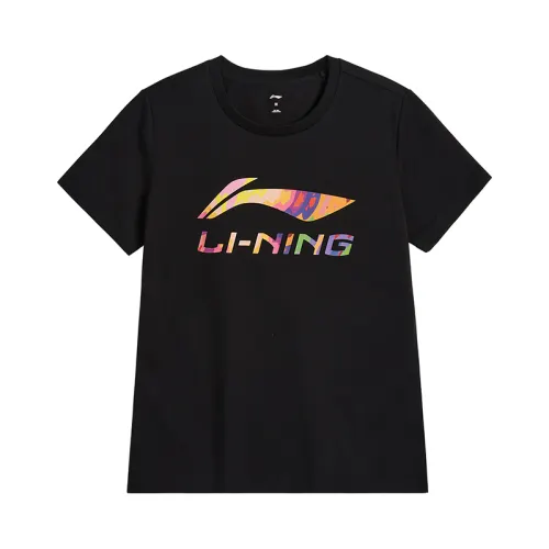 Li Ning T Shirts Women's Black Crew Neck