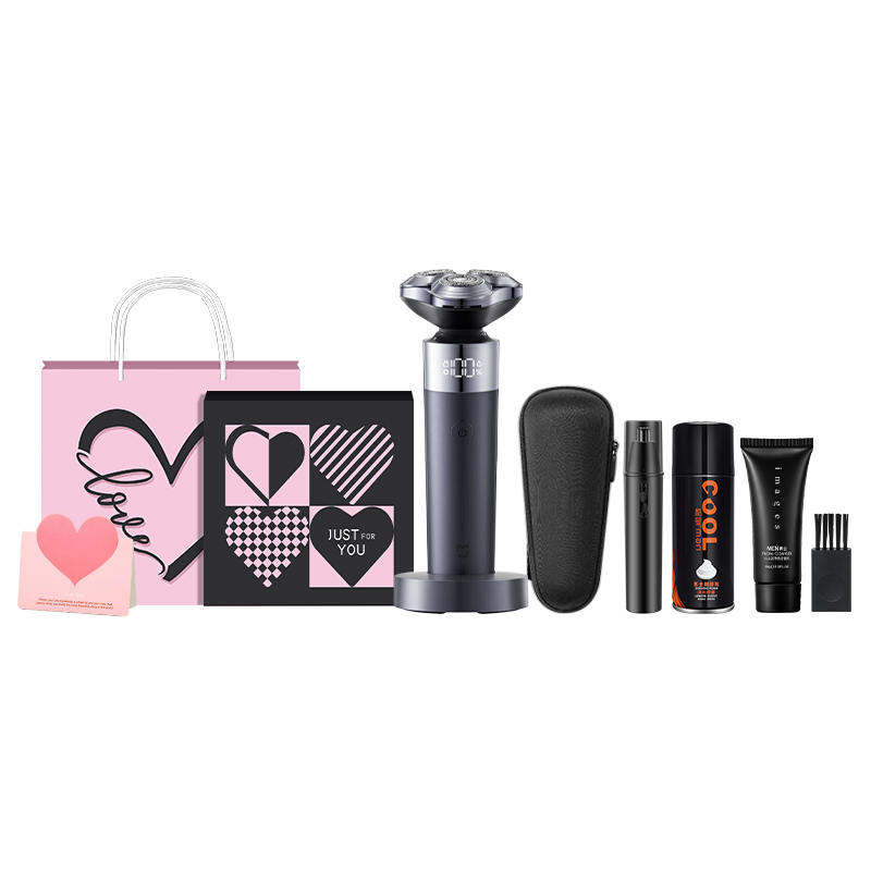Xiaomi S302 rotary electric shaver, full body washable, ultra-thin double-ring curved blade, no need to disassemble and wash the blade, floating close-fitting and skin-friendly shaver, smart induction speed-changing LED screen display, exclusive base, fast charging, portable and long battery life