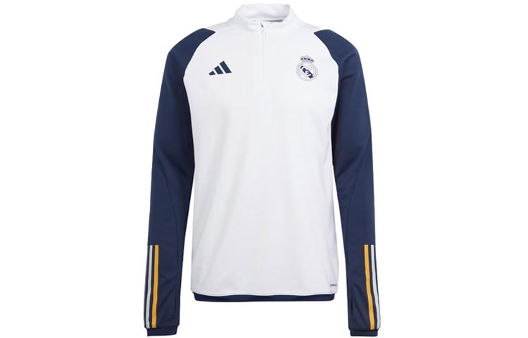 Adidas Real Madrid Tiro 23 Training Top Striped Color Block Long Sleeve Football Jersey 23 Season Real Madrid Men's White