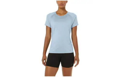 ASICS PR LYTE T Shirts Women's Blue Crew Neck Moderate Straight Fit