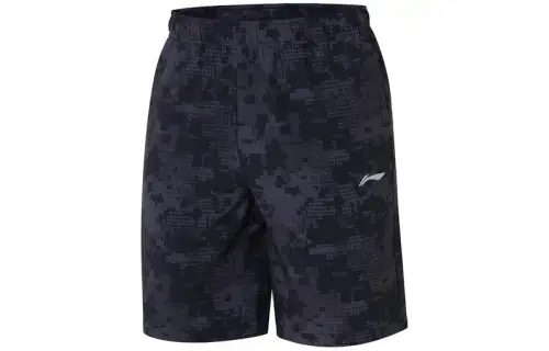 Li Ning Fitness Series Sports Shorts Men's Black With Pattern Print