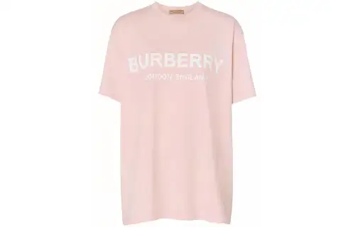 Burberry Women's Logo Print T shirt Pink/White