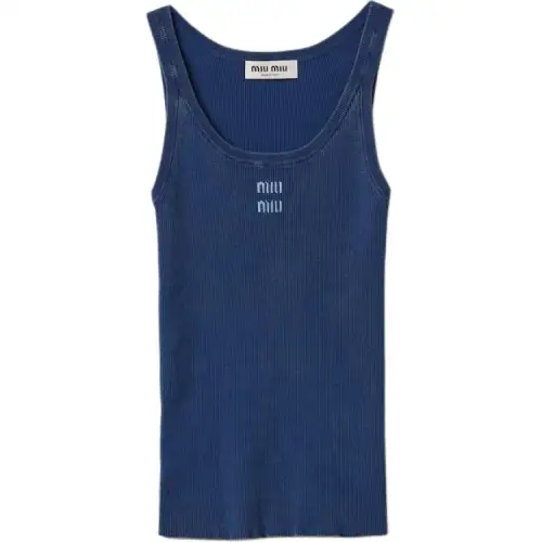 MIU MIU Tank Tops Women's Marine Blue Crew Neck Moderate Other