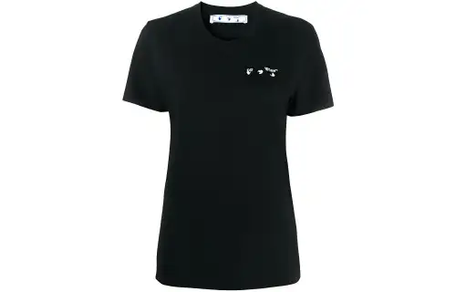 OFF WHITE Logo Print Casual Tee Black