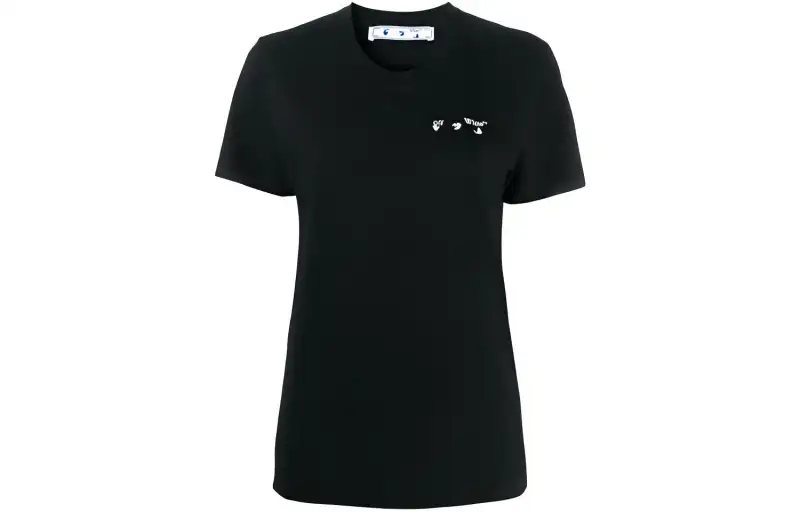 OFF WHITE Logo Print Casual Tee Black