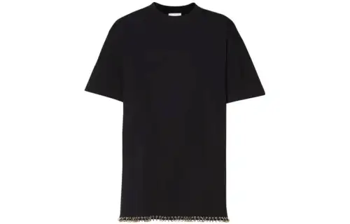 Burberry T Shirts Women's Black Crew Neck Moderate Straight Fit