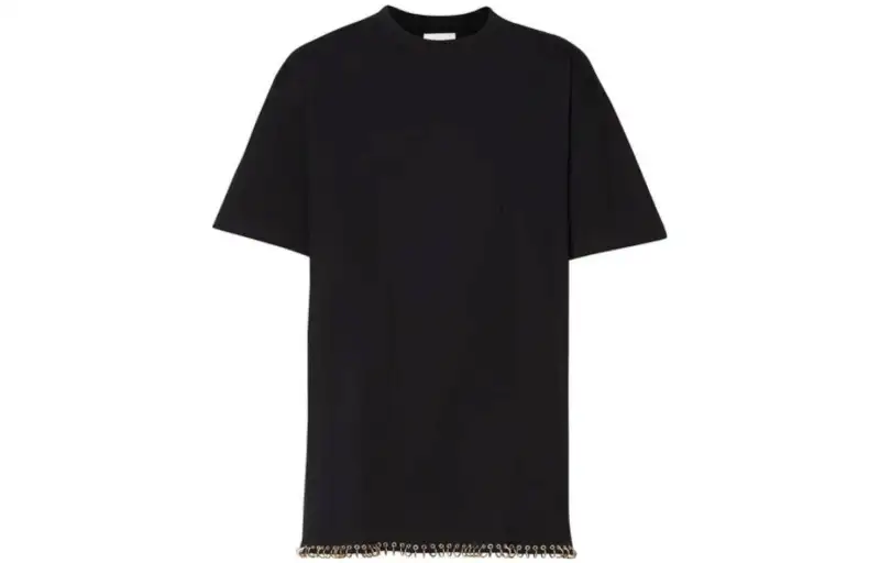 Burberry T Shirts Women's Black Crew Neck Moderate Straight Fit