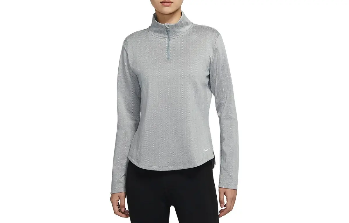 Nike T-Shirts Women's Gray Stand Collar Moderate Nipped-in Waist