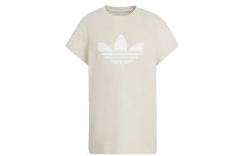 Adidas Originals T Shirts Women's Beige Crew Neck Moderate Straight Fit