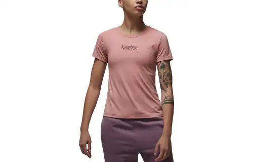 Jordan T Shirts Women's Pink Crew Neck Moderate Straight Fit