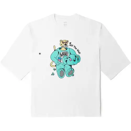 Vans T Shirts Women's White Crew Neck Moderate Straight Fit