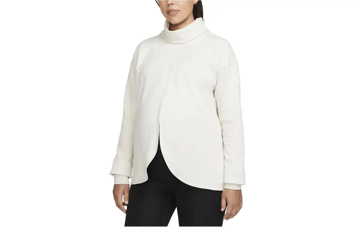 Nike Pregnant Mothers Collection T-Shirts Women's Light Rosewood Umber Half-Turtleneck Moderate Straight Fit