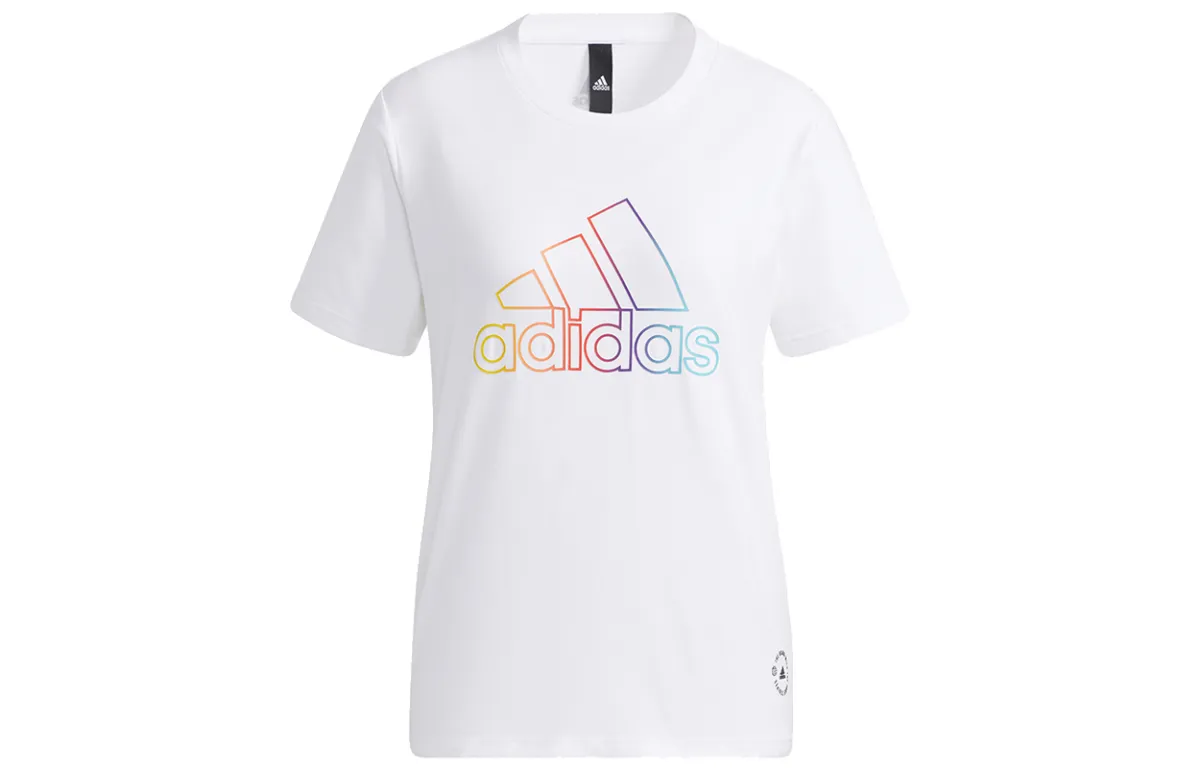 Adidas T-Shirts Women's White Crew Neck Moderate Straight Fit