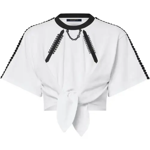 LOUIS VUITTON Graphic Lace Embroidery Self-Tie T-Shirt