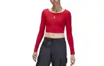 Jordan Crop Tops Women's Gym Red Crew Neck Moderate
