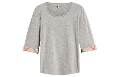 Burberry T Shirts Women's Gray Crew Neck Moderate Straight Fit